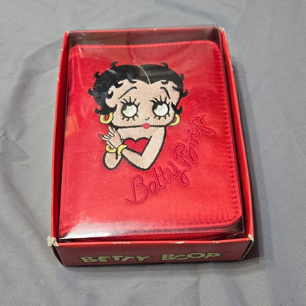Vintage Betty Boop Red Satin Zip-Around Organizer Wallet & Purse